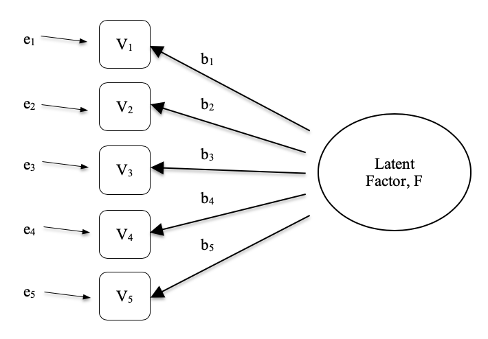 Latent factor underlying the relationship between several observed variables