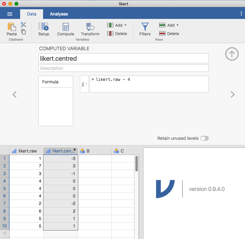 Creating a new computed variable in jamovi